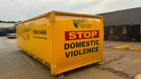 Brown Bros. Skip Bins showing support and contributes to standing against domestic violence